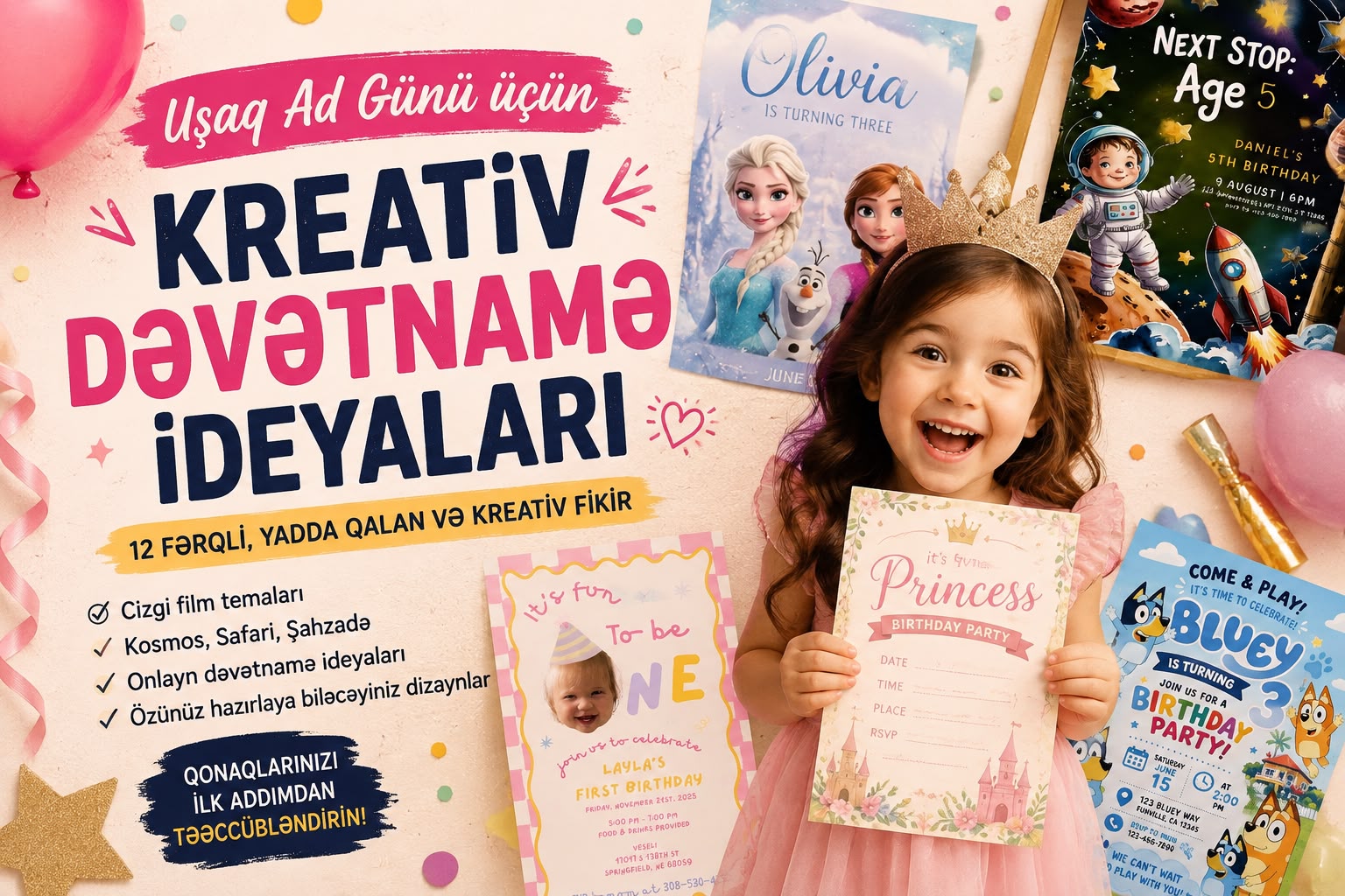 Uşaq Ad Günü üçün Kreativ Dəvətnamə İdeyaları | 12 Fərqli Fikir